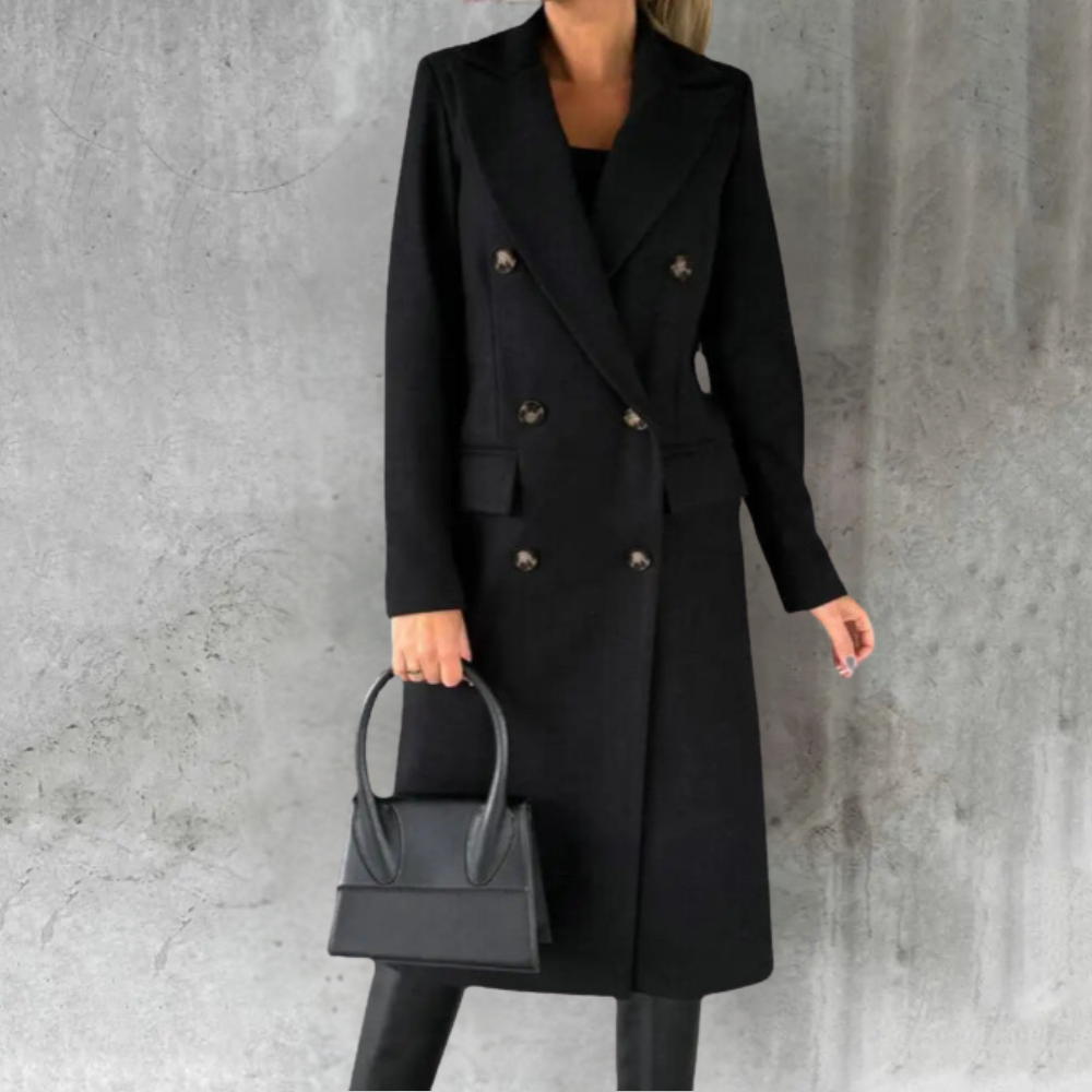 Evelyn Women's Trench Coat | Double-Breasted Design, Tailored Fit