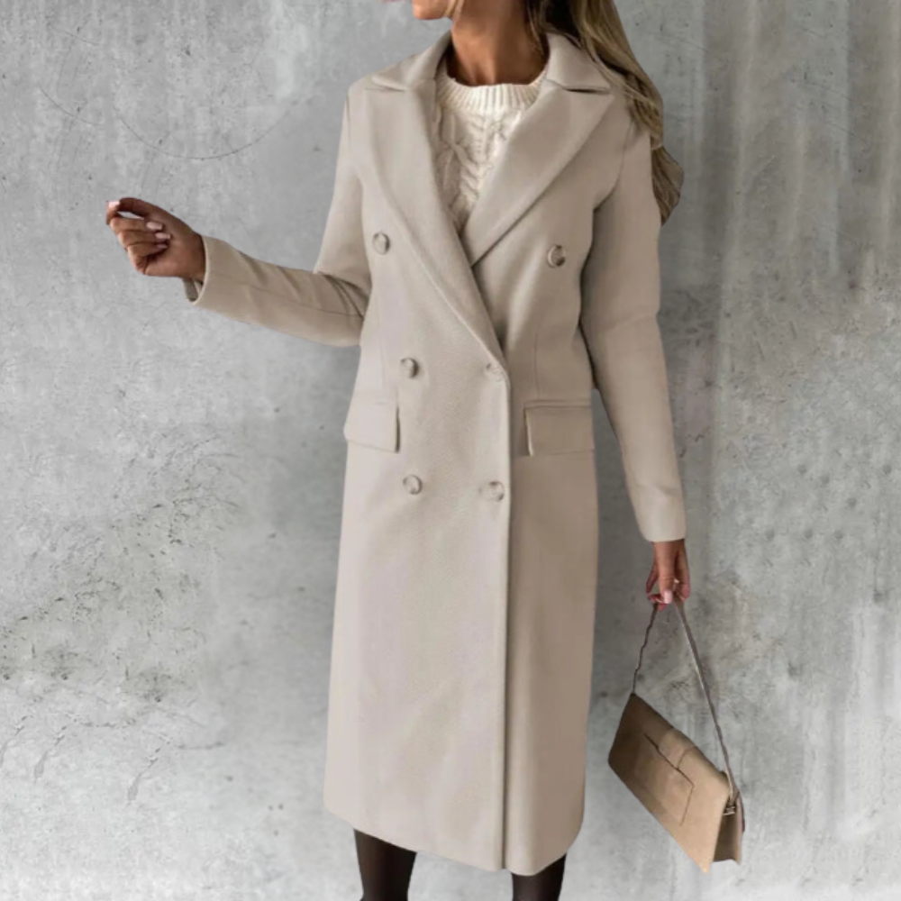 Evelyn Women's Trench Coat | Double-Breasted Design, Tailored Fit
