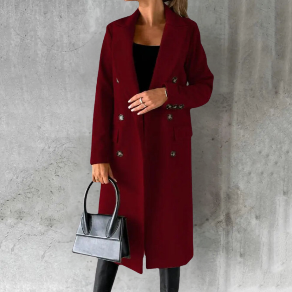 Evelyn Women's Trench Coat | Double-Breasted Design, Tailored Fit