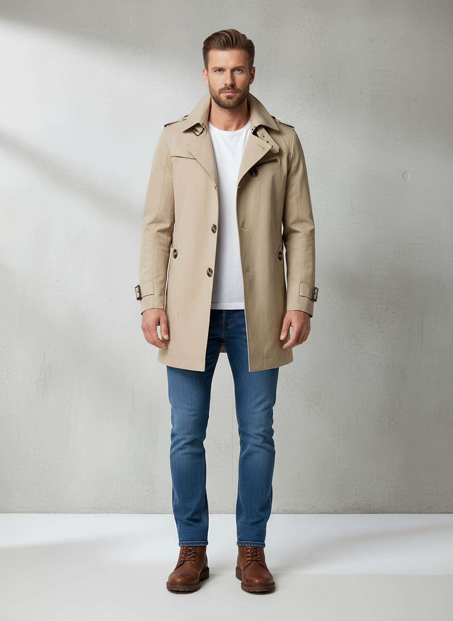 Trek Men's Trench Coat | Lightweight Fabric, Stylish Design