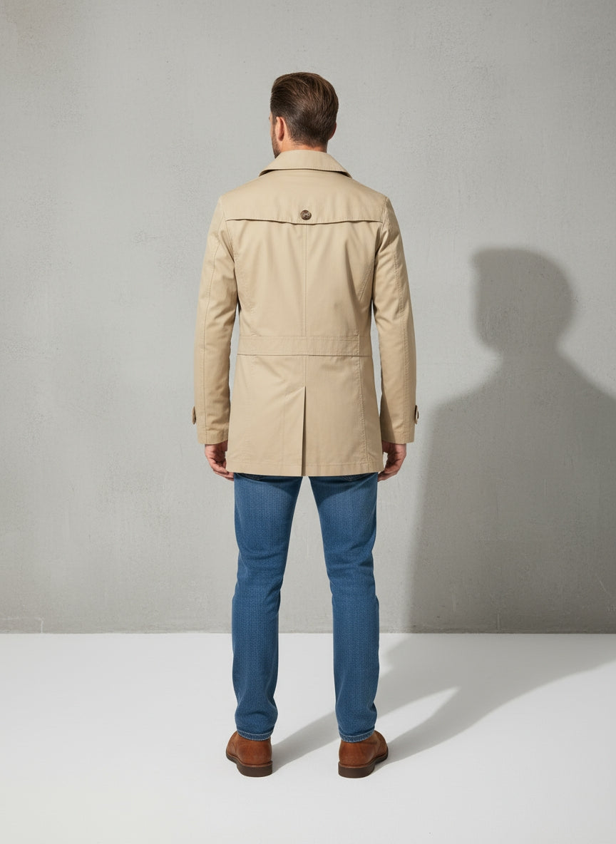 Trek Men's Trench Coat | Lightweight Fabric, Stylish Design