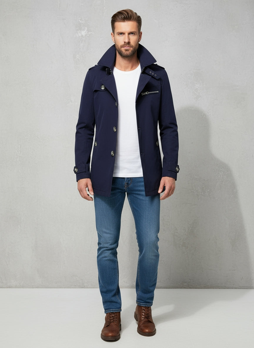 Trek Men's Trench Coat | Lightweight Fabric, Stylish Design