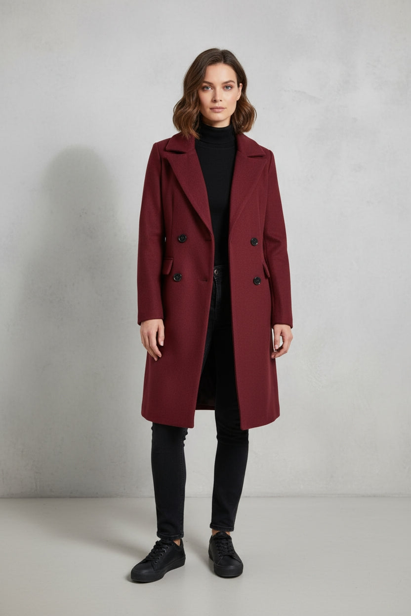 Evelyn Women's Trench Coat | Double-Breasted Design, Tailored Fit