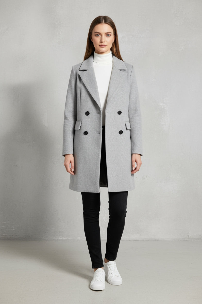 Evelyn Women's Trench Coat | Double-Breasted Design, Tailored Fit