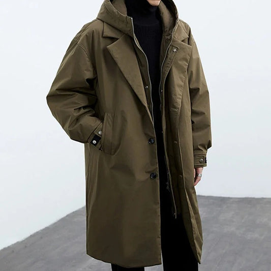 Max Men's Trench Coat | Waterproof Puffer Design, Hooded