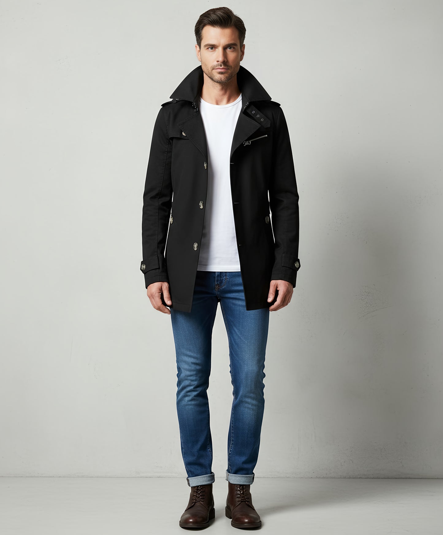 Trek Men's Trench Coat | Lightweight Fabric, Stylish Design