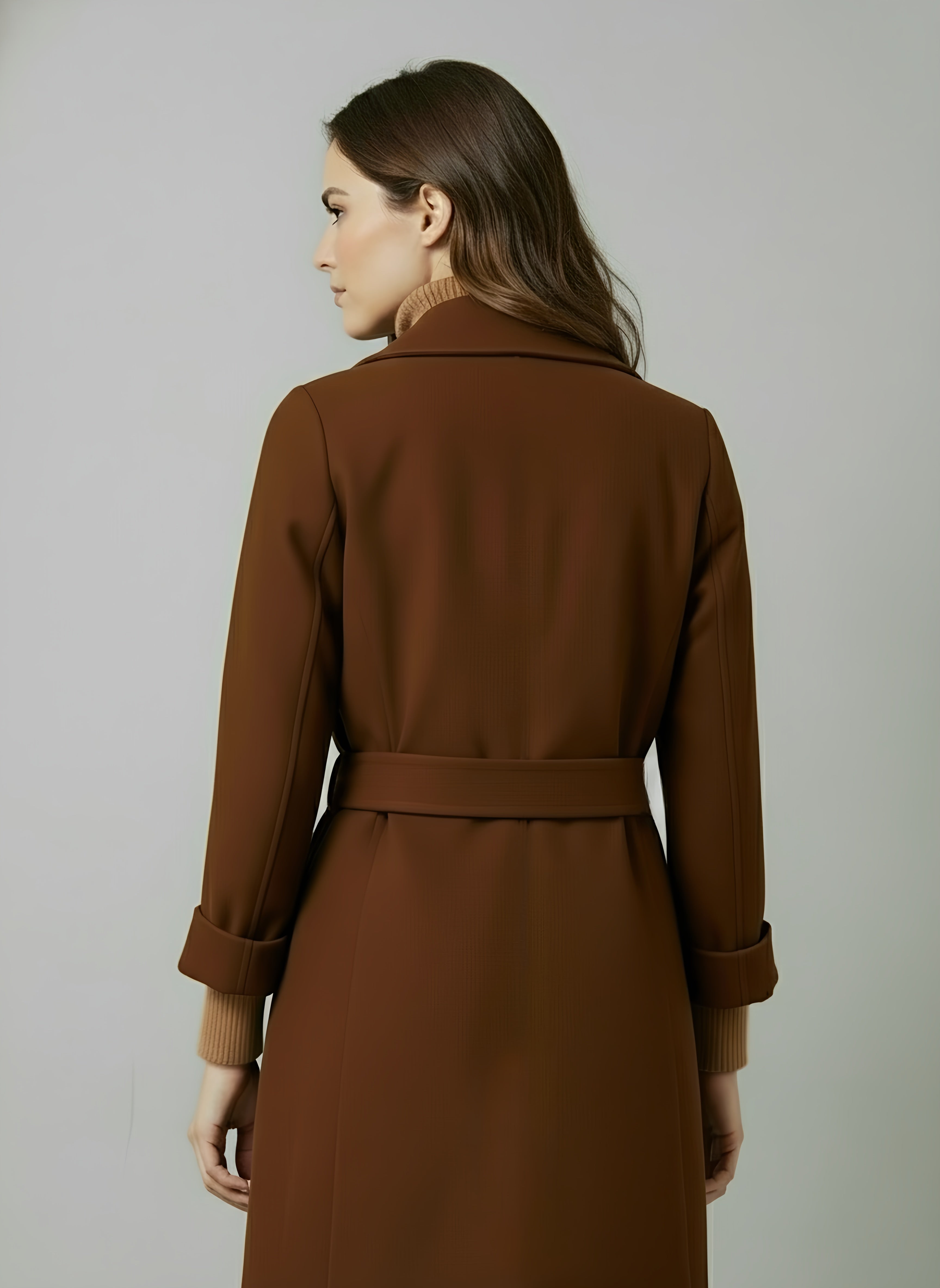 Double-Breasted Women's Trench Coat with Notched Lapel – Stylish Winter Outerwear for Cold Weather - 2